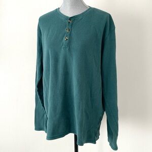 Pact 100% Organic Cotton Turquoise Waffle Knit Henley